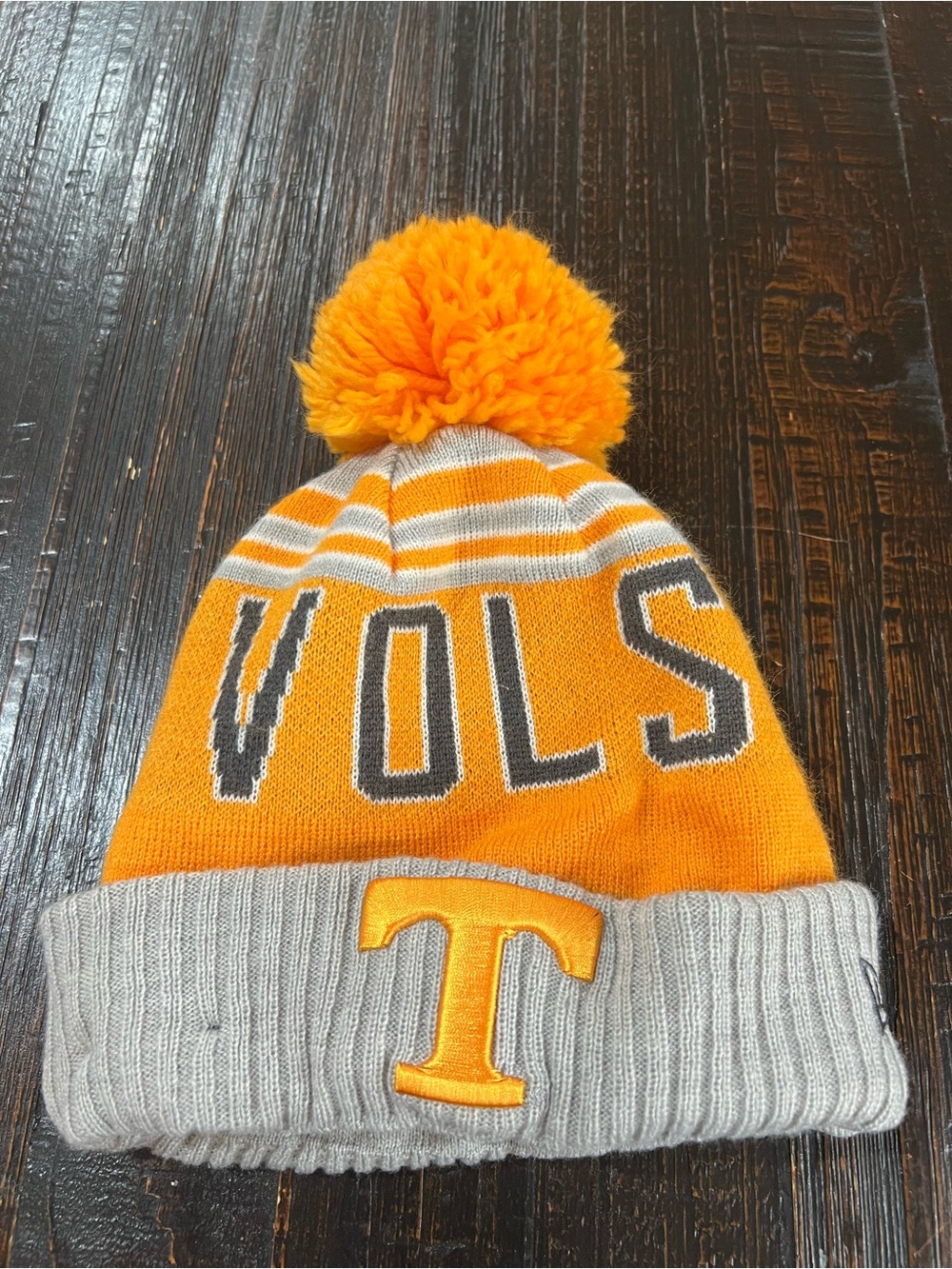 Tennessee Volunteers Vols Pom Beanie Knit Winter Hat Orange Gray NCAA